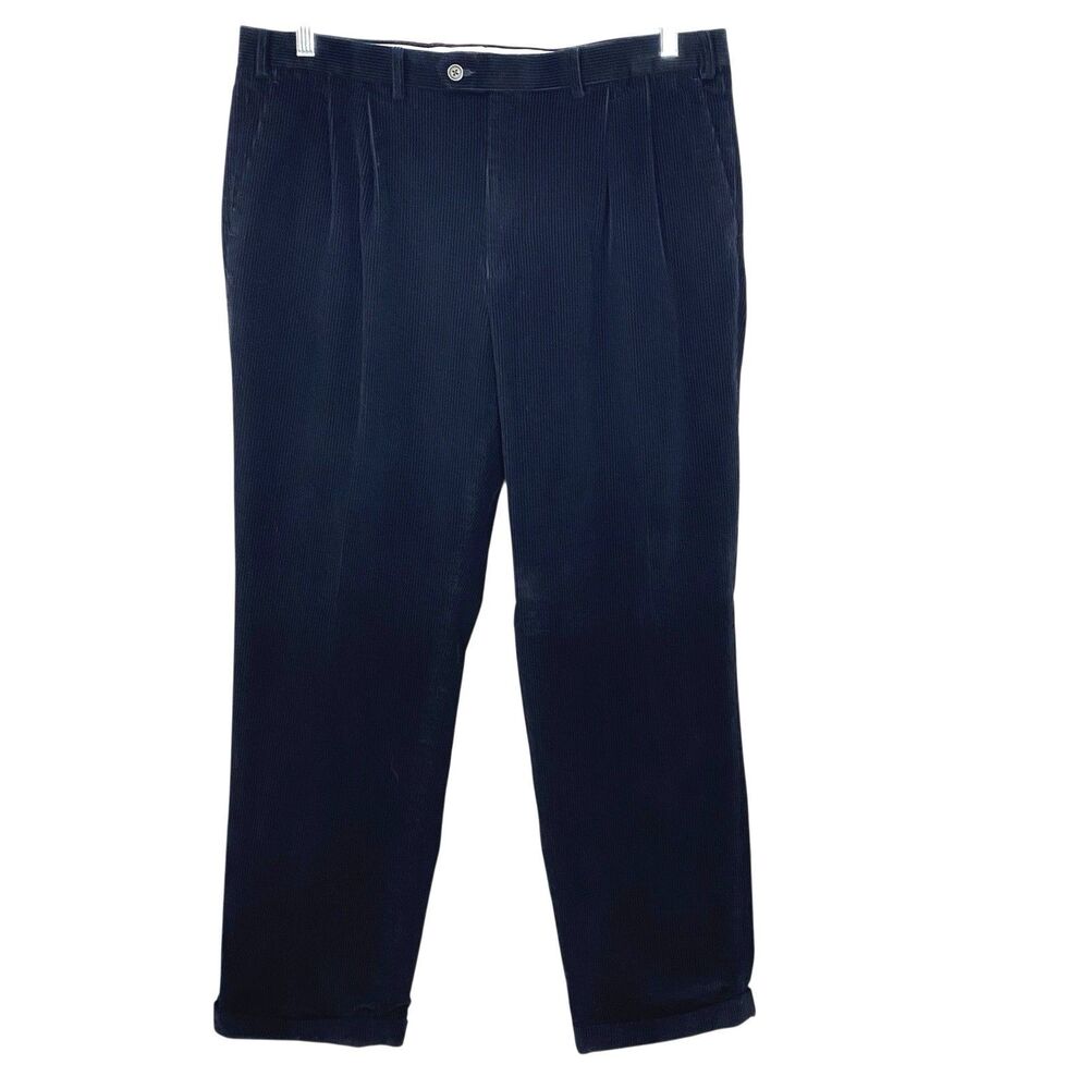 Polo Lauren Ralph Lauren Pants Men 38x31 Wide Wale CUFFED Corduroy Pleat Black